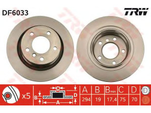 TRW DF6033 stabdžių diskas 
 Stabdžių sistema -> Diskinis stabdys -> Stabdžių diskas
34216754137, 34216766219