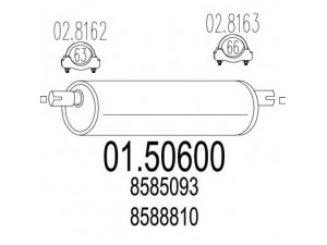 MTS 01.50600 vidurinis duslintuvas
8585093, 8588810, 8585093, 8588810