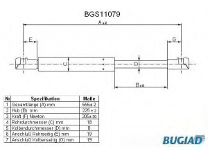 BUGIAD BGS11079 dujinė spyruoklė, bagažinė 
 Priedai -> Bagažinė/pakrovimo skyrius
68950-0H010, 68950-0H020, 8731.L0