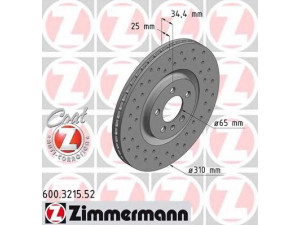 ZIMMERMANN 600.3215.52 stabdžių diskas 
 Stabdžių sistema -> Diskinis stabdys -> Stabdžių diskas
6R0 615 301 B