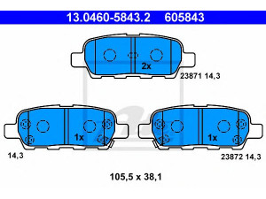 ATE 13.0460-5843.2 stabdžių trinkelių rinkinys, diskinis stabdys 
 Techninės priežiūros dalys -> Papildomas remontas
44060-8H385, 44060-AL585, 44060-AL586