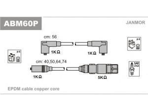 JANMOR ABM60P uždegimo laido komplektas 
 Kibirkšties / kaitinamasis uždegimas -> Uždegimo laidai/jungtys