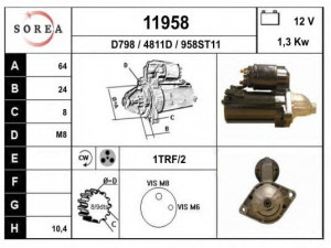 EAI 11958 starteris 
 Elektros įranga -> Starterio sistema -> Starteris
6202071