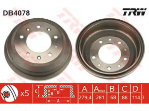 TRW DB4078 stabdžių būgnas 
 Stabdžių sistema -> Būgninis stabdys -> Stabdžių būgnas
90125855, 576973, 576973, 522593