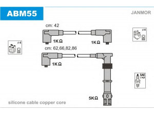 JANMOR ABM55 uždegimo laido komplektas 
 Kibirkšties / kaitinamasis uždegimas -> Uždegimo laidai/jungtys
037905409B, N100529.06