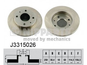 NIPPARTS J3315026 stabdžių diskas 
 Stabdžių sistema -> Diskinis stabdys -> Stabdžių diskas
45442-00072, 4605A076, M4605A076