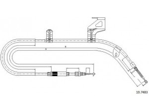 CABOR 10.7483 trosas, stovėjimo stabdys 
 Stabdžių sistema -> Valdymo svirtys/trosai
3B0609722F, 3B0609722K, 3B0609722N