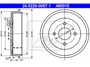 ATE 24.0220-0007.1 stabdžių būgnas 
 Stabdžių sistema -> Būgninis stabdys -> Stabdžių būgnas
34 21 3 460 010