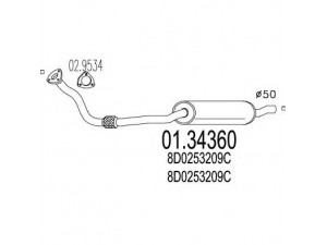 MTS 01.34360 priekinis duslintuvas 
 Išmetimo sistema -> Duslintuvas
8D0253209C, 8D0253209C