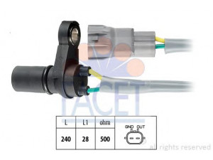 FACET 9.0375 RPM jutiklis, automatinė transmisija 
 Transmisija -> Automatinė pavarų dėžė -> Jutiklis
9949501, 9949501, 30865935