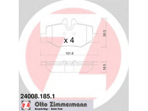 ZIMMERMANN 24008.185.1 stabdžių trinkelių rinkinys, diskinis stabdys 
 Techninės priežiūros dalys -> Papildomas remontas
000 421 6210, 001 421 1010, 003 420 8120