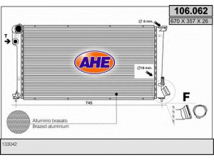 AHE 106.062 radiatorius, variklio aušinimas 
 Aušinimo sistema -> Radiatorius/alyvos aušintuvas -> Radiatorius/dalys
133042