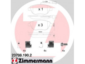 ZIMMERMANN 23708.190.2 stabdžių trinkelių rinkinys, diskinis stabdys 
 Techninės priežiūros dalys -> Papildomas remontas
773 63 420, 773 63 958, 1605 157