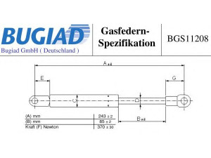BUGIAD BGS11208 dujinė spyruoklė, bagažinė 
 Priedai -> Bagažinė/pakrovimo skyrius
993 512 321 00