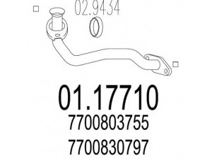 MTS 01.17710 išleidimo kolektorius 
 Išmetimo sistema -> Išmetimo vamzdžiai
7700803755, 7700807535, 7700830797