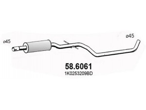 ASSO 58.6061 vidurinis duslintuvas 
 Išmetimo sistema -> Duslintuvas
1K0253209, 1K0253209BD