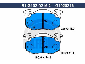 GALFER B1.G102-0216.2 stabdžių trinkelių rinkinys, diskinis stabdys 
 Techninės priežiūros dalys -> Papildomas remontas
95 659 341, 95 666 971, 4250 71