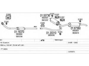 MTS C070073000995 išmetimo sistema 
 Išmetimo sistema -> Išmetimo sistema, visa