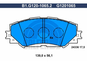 GALFER B1.G120-1065.2 stabdžių trinkelių rinkinys, diskinis stabdys 
 Techninės priežiūros dalys -> Papildomas remontas
0446512610, 04465-02220, 04465-12610