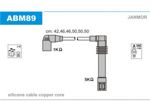JANMOR ABM89 uždegimo laido komplektas 
 Kibirkšties / kaitinamasis uždegimas -> Uždegimo laidai/jungtys
021998031A, 078905113, 078905401