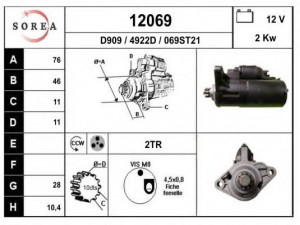 EAI 12069 starteris 
 Elektros įranga -> Starterio sistema -> Starteris
02E911023H, 02E911023HX