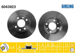 GIRLING 6043823 stabdžių diskas
6001547684, 6001549211, 7700704705