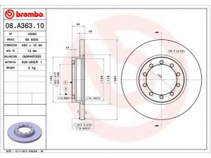 BREMBO 08.A363.10 stabdžių diskas 
 Dviratė transporto priemonės -> Stabdžių sistema -> Stabdžių diskai / priedai
1488311, 8C1V2A315AA
