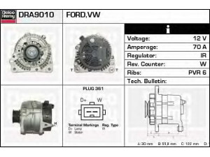 DELCO REMY DRA9010 kintamosios srovės generatorius 
 Elektros įranga -> Kint. sr. generatorius/dalys -> Kintamosios srovės generatorius
95VW-10300-BAA, 95VW-10300-FA, 028903027K
