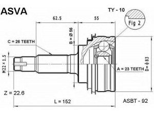 ASVA TY-10 jungčių komplektas, kardaninis velenas 
 Ratų pavara -> Sujungimai/komplektas
43410-12081, 43410-12190, 43410-12191