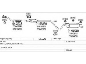 MTS C280668009025 išmetimo sistema 
 Išmetimo sistema -> Išmetimo sistema, visa