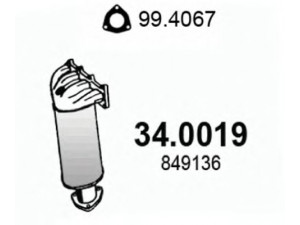 ASSO 34.0019 katalizatoriaus keitiklis 
 Išmetimo sistema -> Katalizatoriaus keitiklis
13106542, 24410080, 24459702, 55351943