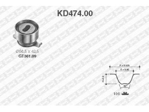SNR KD474.00 paskirstymo diržo komplektas 
 Techninės priežiūros dalys -> Papildomas remontas
14510-PM7-004