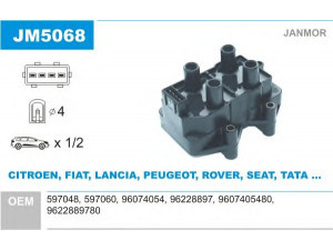 JANMOR JM5068 ritė, uždegimas 
 Kibirkšties / kaitinamasis uždegimas -> Uždegimo ritė
597048, 597060, 96074054, 96228897