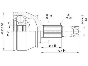 OPEN PARTS CVJ5525.10 jungčių komplektas, kardaninis velenas 
 Ratų pavara -> Sujungimai/komplektas
0046308518, 46308518, 1607074780