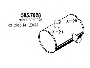 ASSO 585.7028 vidurinis / galinis duslintuvas 
 Išmetimo sistema -> Duslintuvas
3030046