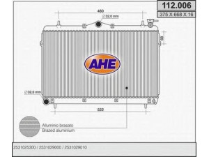 AHE 112.006 radiatorius, variklio aušinimas 
 Aušinimo sistema -> Radiatorius/alyvos aušintuvas -> Radiatorius/dalys
2531025300