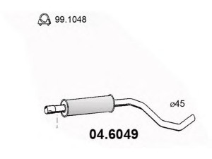 ASSO 04.6049 vidurinis duslintuvas 
 Išmetimo sistema -> Duslintuvas
443131701N, 443131701NX, 8Z0253057X