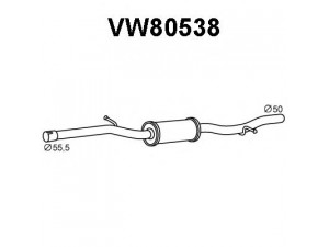 VENEPORTE VW80538 vidurinis duslintuvas 
 Išmetimo sistema -> Duslintuvas
1J9253209D, 1J9253209G