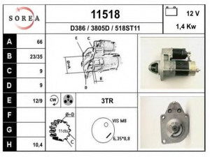 EAI 11518 starteris 
 Elektros įranga -> Starterio sistema -> Starteris
46235368