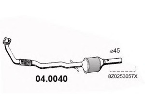 ASSO 04.0040 katalizatoriaus keitiklis 
 Išmetimo sistema -> Katalizatoriaus keitiklis
443131701N, 443131701NX, 8Z0253057X