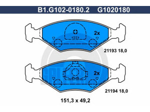 GALFER B1.G102-0180.2 stabdžių trinkelių rinkinys, diskinis stabdys 
 Techninės priežiūros dalys -> Papildomas remontas
5882984, 5888528