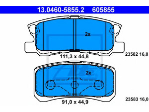 ATE 13.0460-5855.2 stabdžių trinkelių rinkinys, diskinis stabdys 
 Techninės priežiūros dalys -> Papildomas remontas
0 6802 0256AA, 0 6802 8671AA, 6802 0256AA