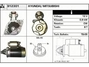 EDR 912301 starteris 
 Elektros įranga -> Starterio sistema -> Starteris
M2T40081, M2T47281, M3T22581, M3T22582