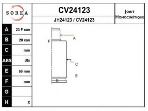 EAI CV24123K jungčių komplektas, kardaninis velenas