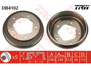 TRW DB4102 stabdžių būgnas 
 Stabdžių sistema -> Būgninis stabdys -> Stabdžių būgnas
6142759, 6151180, 6166058, 6167629