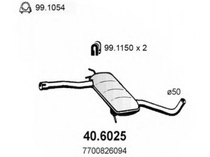 ASSO 40.6025 vidurinis duslintuvas 
 Išmetimo sistema -> Duslintuvas
7700826094, 7700829532, 7700847155