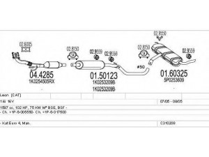 MTS C310208006444 išmetimo sistema 
 Išmetimo sistema -> Išmetimo sistema, visa