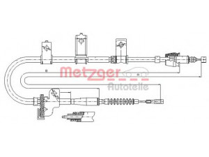 METZGER 17.6020 trosas, stovėjimo stabdys 
 Stabdžių sistema -> Valdymo svirtys/trosai
5977007310