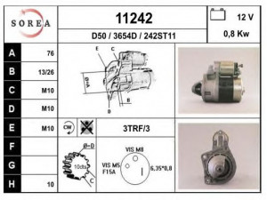 EAI 11242 starteris 
 Elektros įranga -> Starterio sistema -> Starteris
5007080, 5007089, 6029039, 77FB11000BA