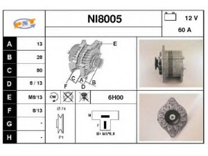 SNRA NI8005 kintamosios srovės generatorius 
 Elektros įranga -> Kint. sr. generatorius/dalys -> Kintamosios srovės generatorius
AG2060N3, AG2060N5, LT16039B, LT16087